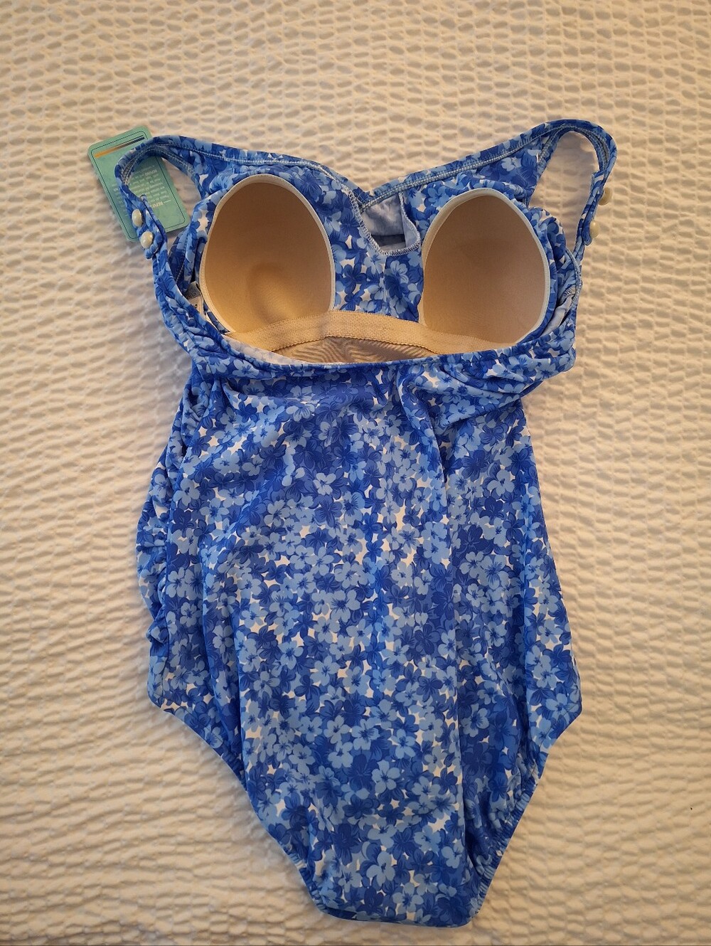 NWT Orvis SZ 12 Blue Floral One-piece Bathing Suit With Separate Skirt - Picture 8 of 9